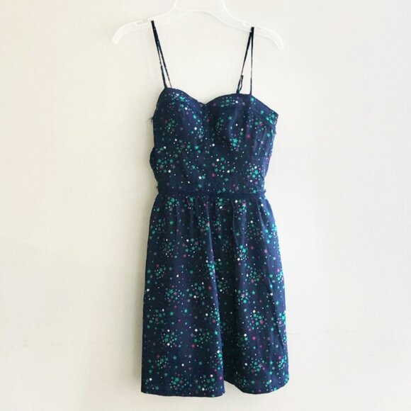 ❤️ Navy Blue Star Pattern Midi Dress - Picture 1 of 5